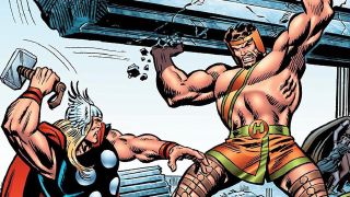 Hercules and Thor fighting against each other in Marvel Comics.
