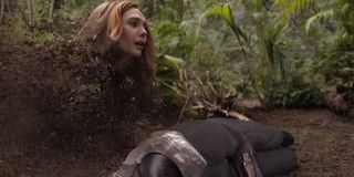 Scarlet Witch turning to dust next to Vision's corpse