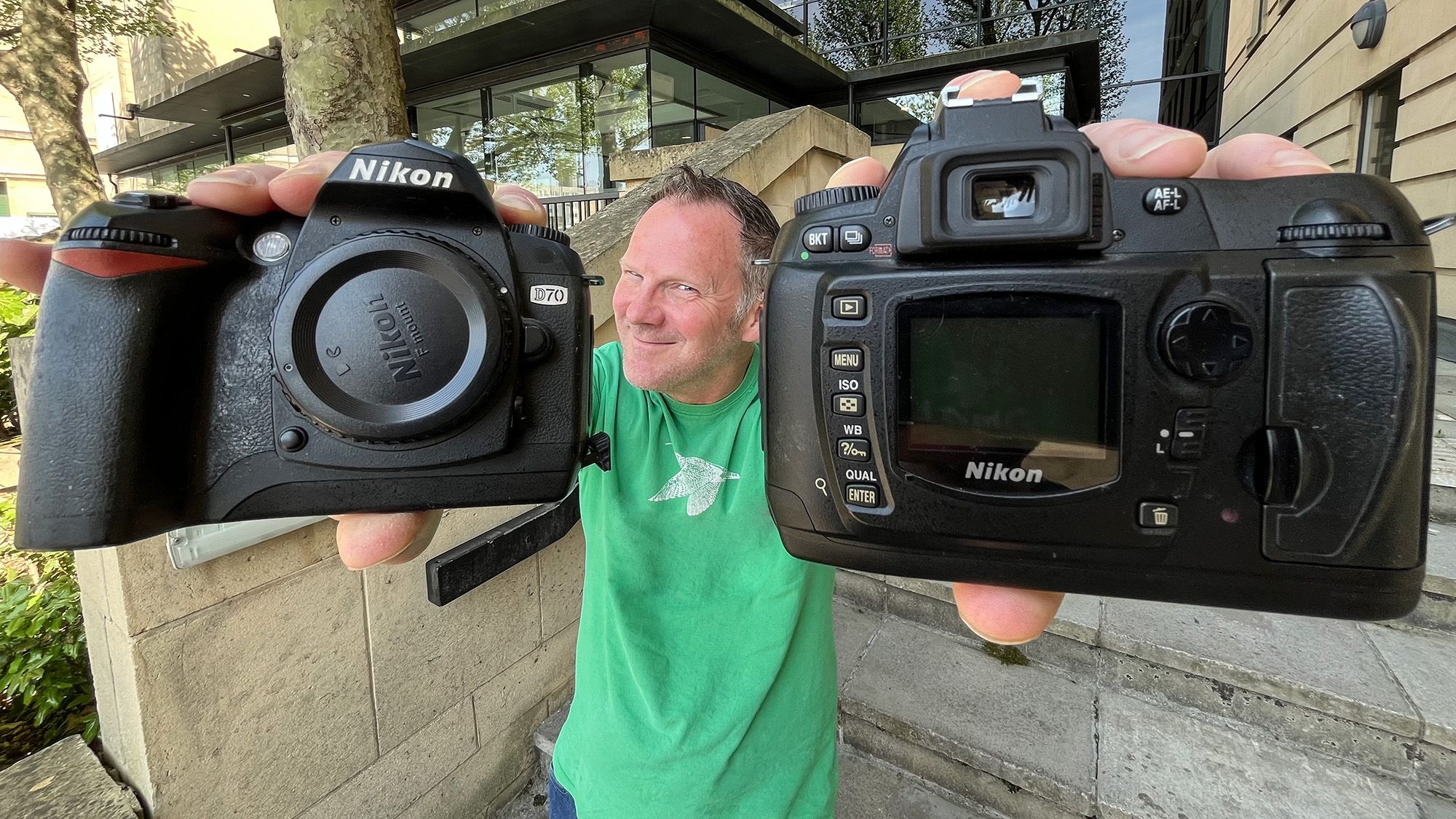 I found a pair of Nikon D70 DSLR cameras in the cupboard. They're