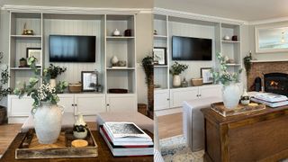 built-in media unit in a styled living room