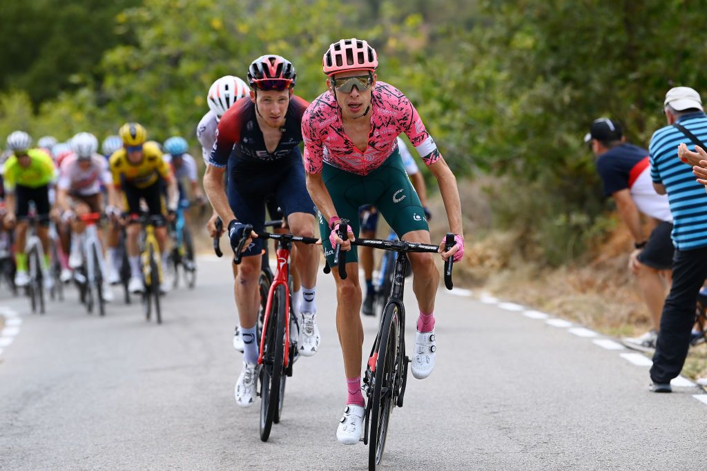 ALTO DEL PIORNAL SPAIN SEPTEMBER 08 Hugh Carthy of United Kingdom and Team EF Education Easypost competes in the breakaway during the 77th Tour of Spain 2022 Stage 18 a 192km stage from Trujillo to Alto del Piornal 1163m LaVuelta22 WorldTour on September 08 2022 in Alto del Piornal Caceres Spain Photo by Tim de WaeleGetty Images