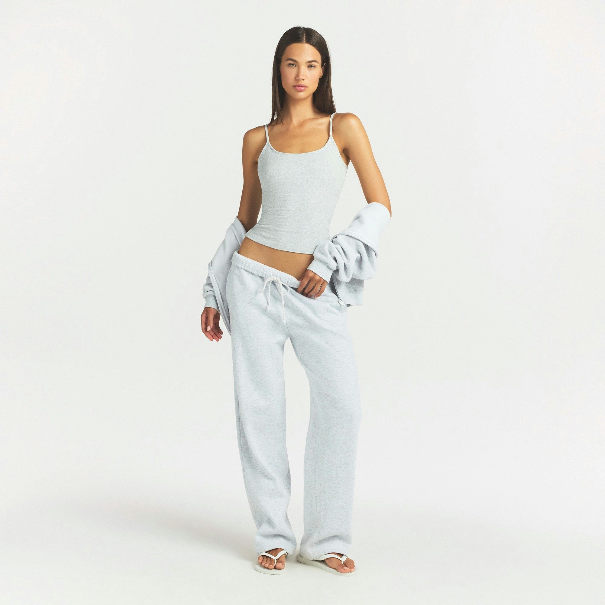 Cotton Fleece Classic Straight Leg Pant | Light Heather Grey | Xxs