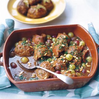 Chicken Braised in Sherry Vinegar with Grapes