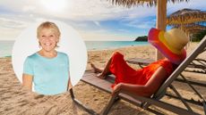 Annie Deadman and beach stock photo composite image