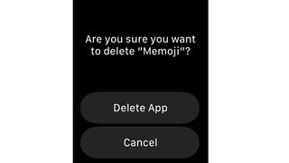 A watchOS screenshot showing an app deletion confirmation