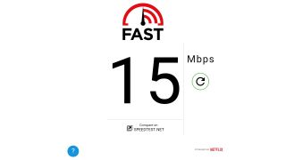 Fast.com app running a speed test