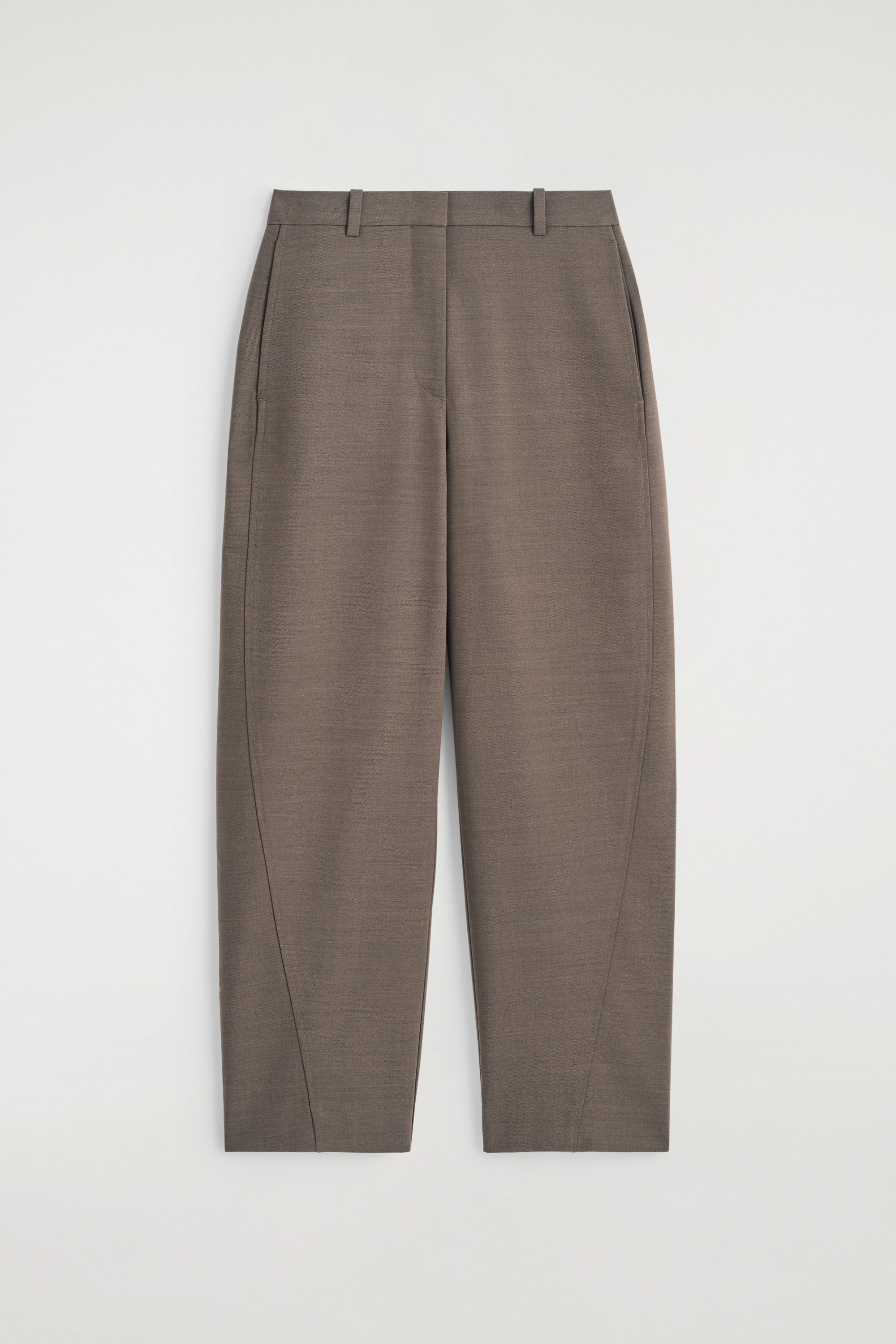 Cropped Wool Barrel-Leg Trousers