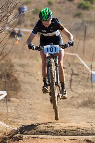 Mariske Strauss (Orange Monkey Pro Team) at the 2014 CSA-MTB National Championships held at Thaba Trails