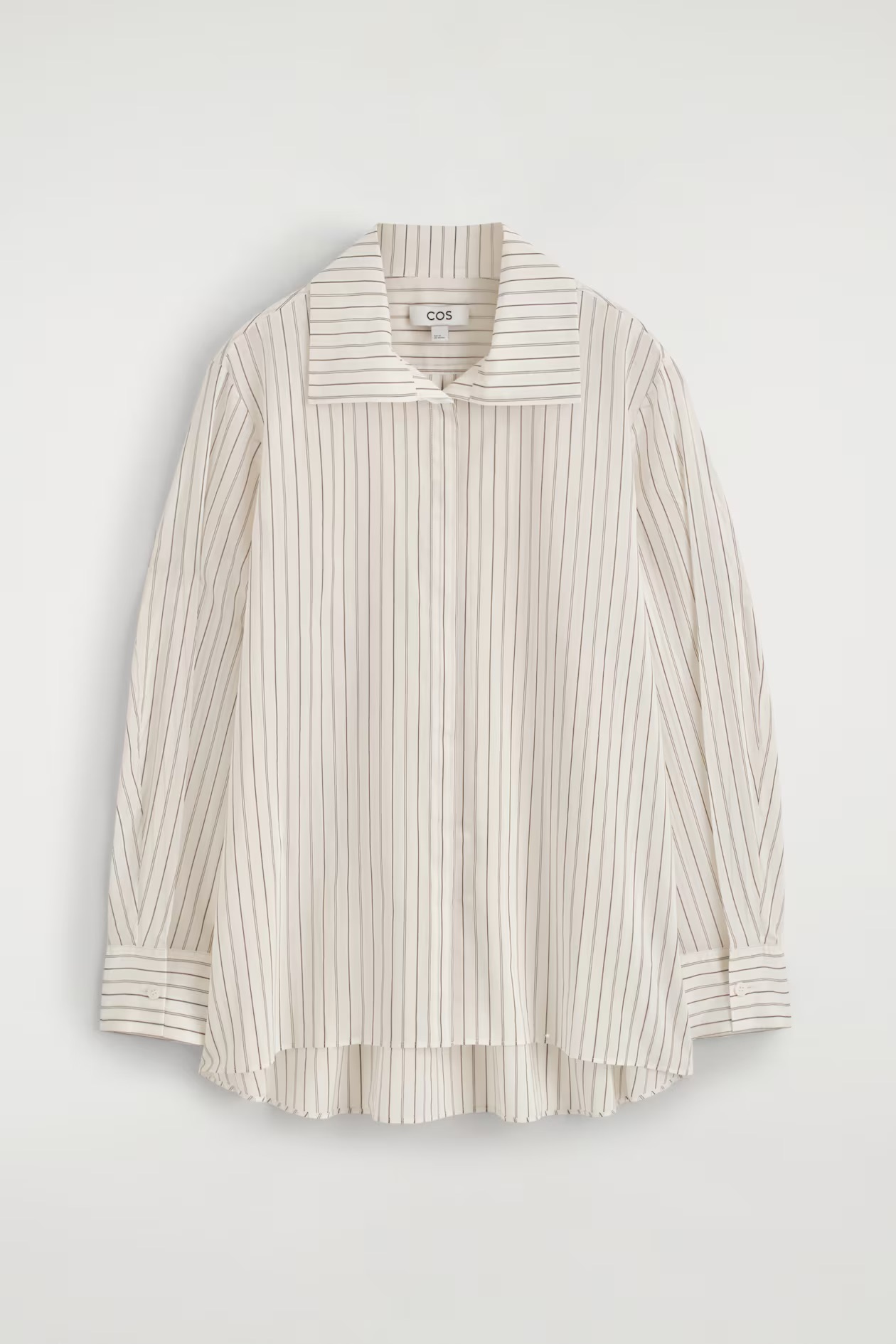 COS, Striped Cotton-Silk High-Collar Shirt