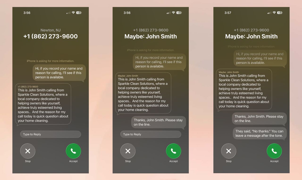 iOS 26 Call Screen screenshots.