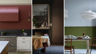 Compilation images of rooms showing the Farrow and ball new colours