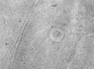 Aerial photo of geoglyphs in the pampa directly above Quilcapampa in the Sihuas Valley in Peru.
