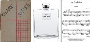 Perfume design bottle and music notes