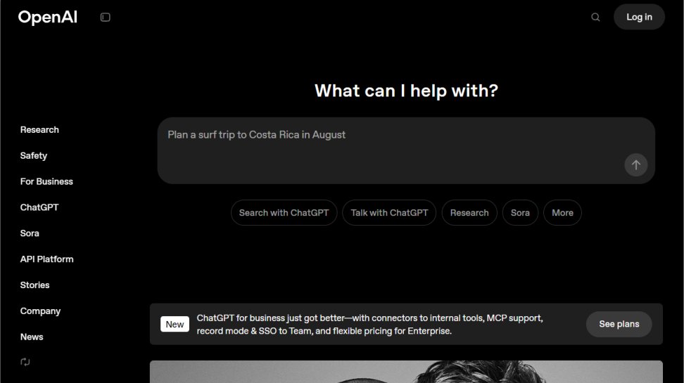 OpenAI website screenshot (July 2025).