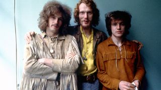 Supergroup Cream poses for a portrait in New York, New York, circa 1968. L-R: Eric Clapton, Ginger Baker, Jack Bruce.