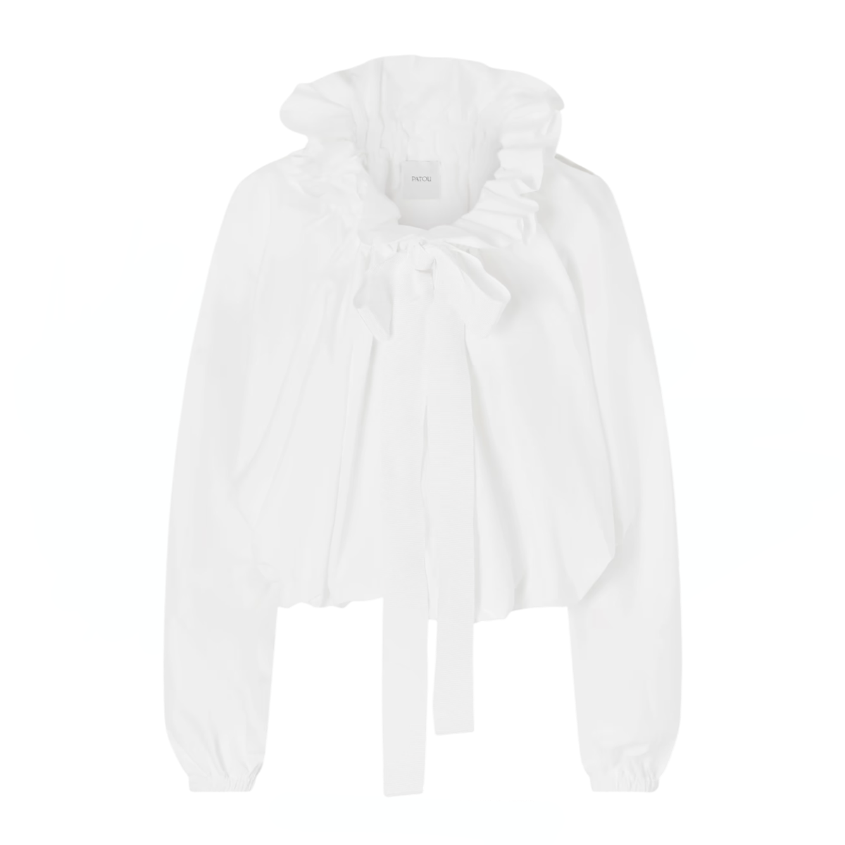 Patou, Tie-Detailed Ruffled Cotton-Poplin Blouse