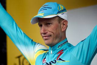 Lieuwe Westra on the podium at the 2014 Tour de France
