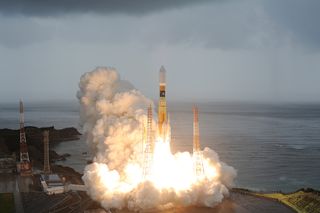 Japan's robotic HTV-3 cargo spaceship launches July 20, 2012 from Tanegashima Space Center in southern Japan.