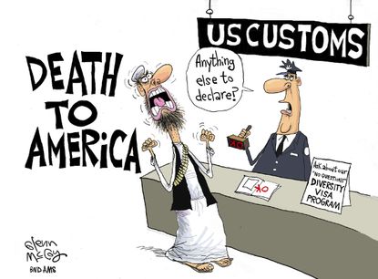 Political cartoon U.S. NYC terror attack diversity visa