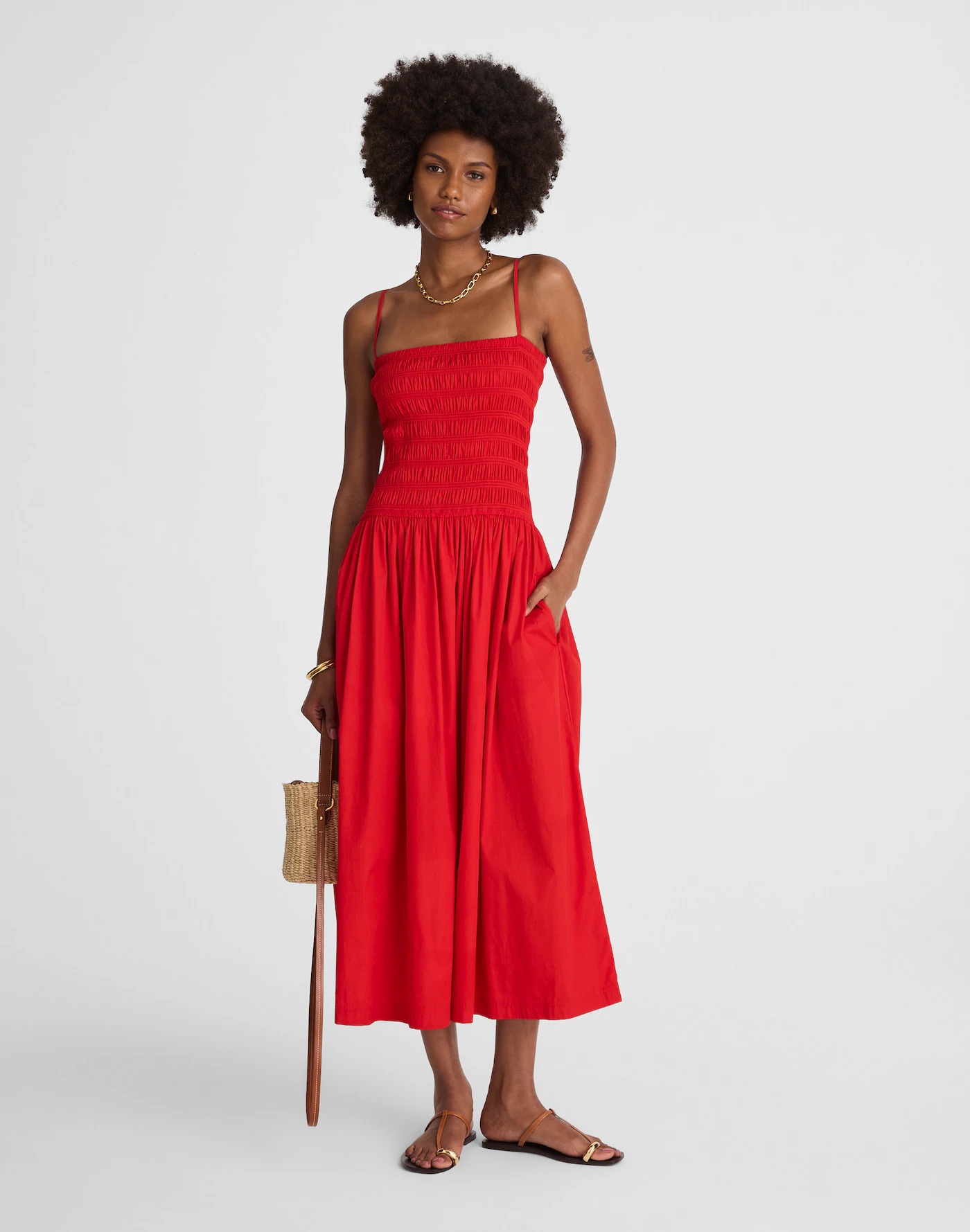 Madewell, Poplin Smocked Maxi Dress