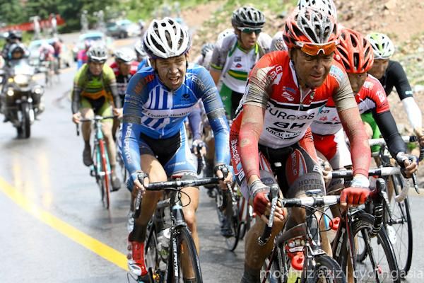 The rain soaked peloton