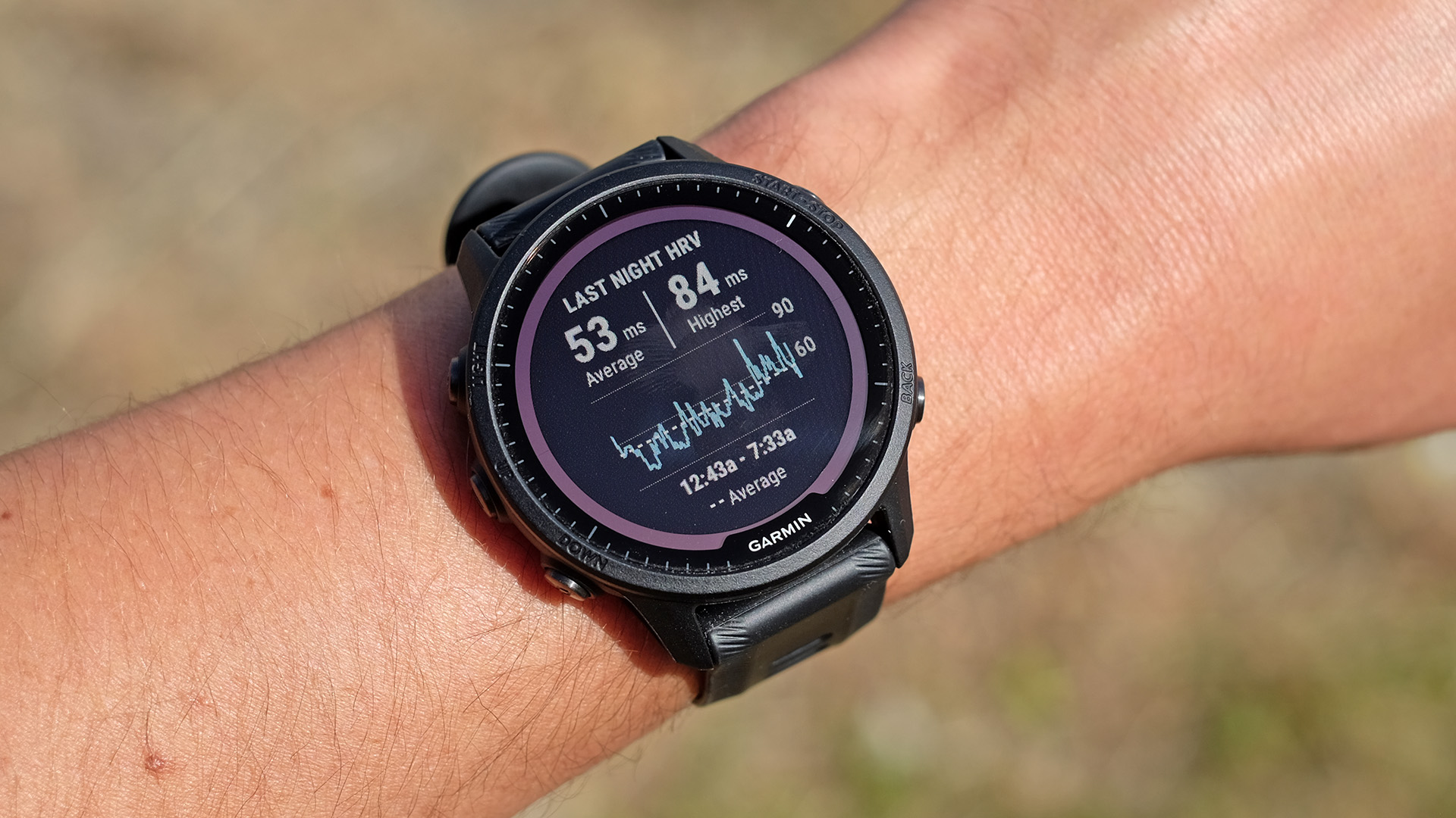 Garmin Forerunner 955 heart rate variability feature being tested on wrist