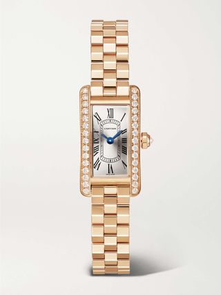 Tank Américaine Mini 28mm 18-Karat Rose Gold Diamond Watch