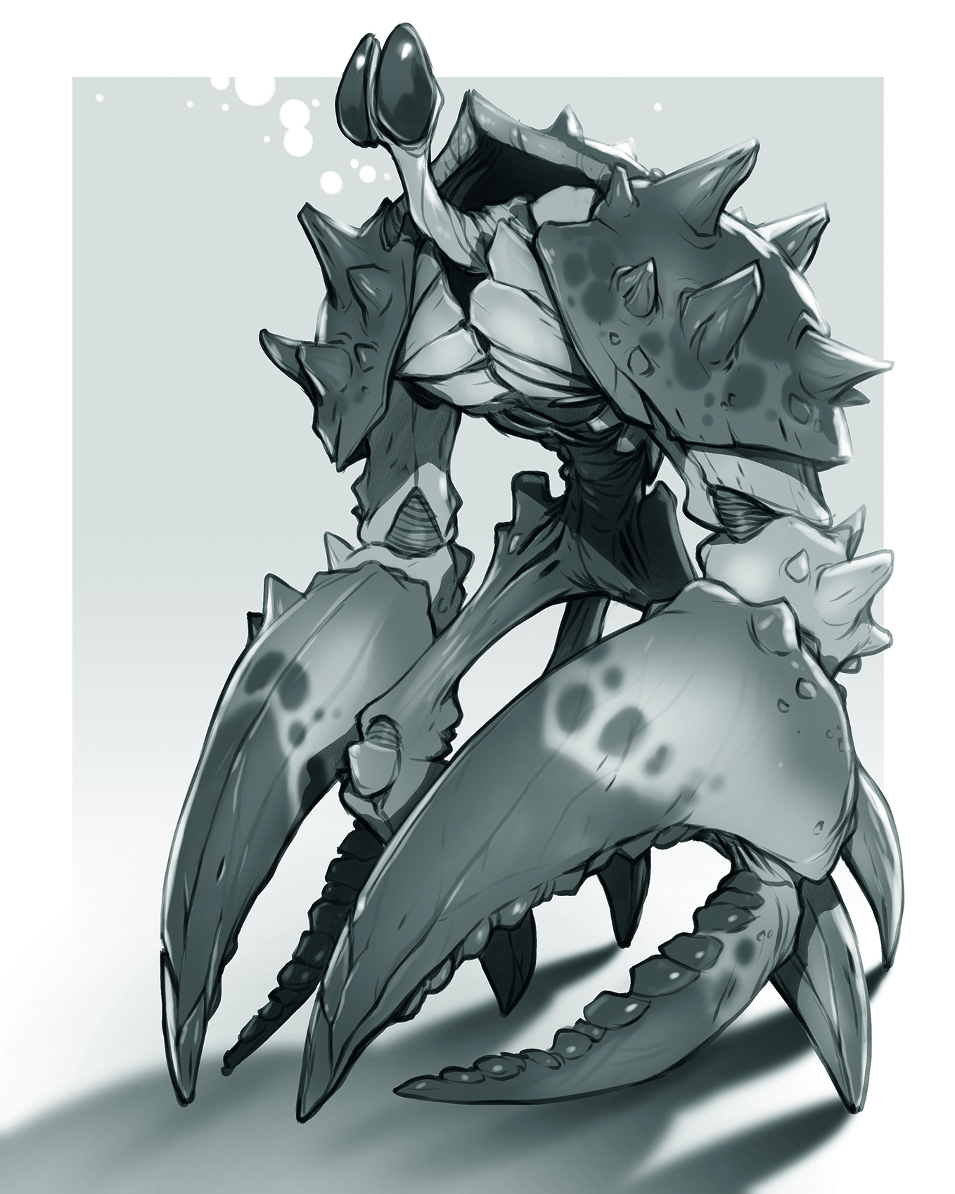 A character art sketch in black and white