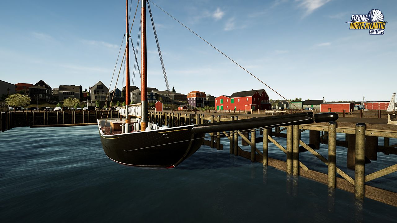 A screenshot from the game Fishing: North Atlantic's Scallops expansion. There are boats and scallops.