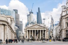 Photo of Bank of England and City of London.