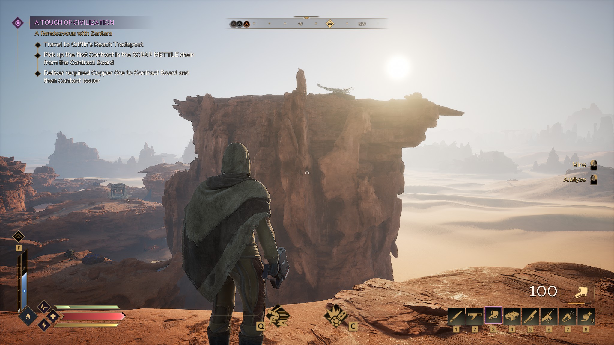 A Dune survivor overlooking cliffs at a desert