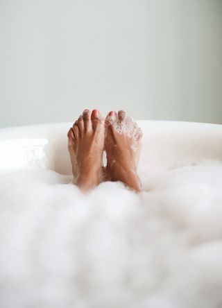 Woman in a bubble bath