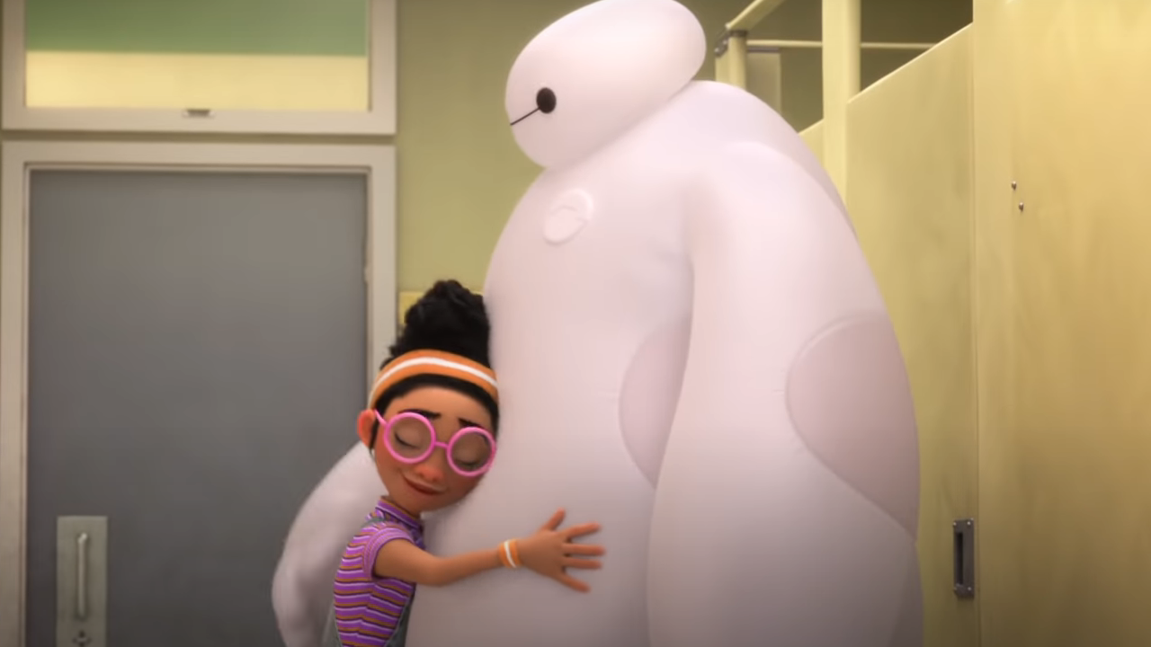 One of the characters hugging Baymax.