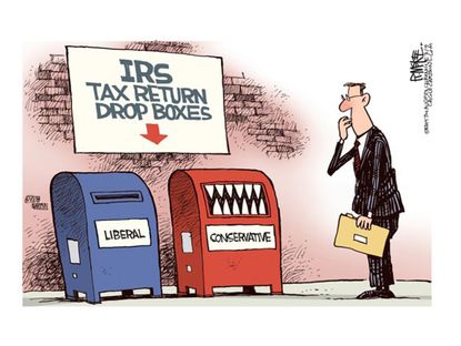 Political cartoon IRS tax return