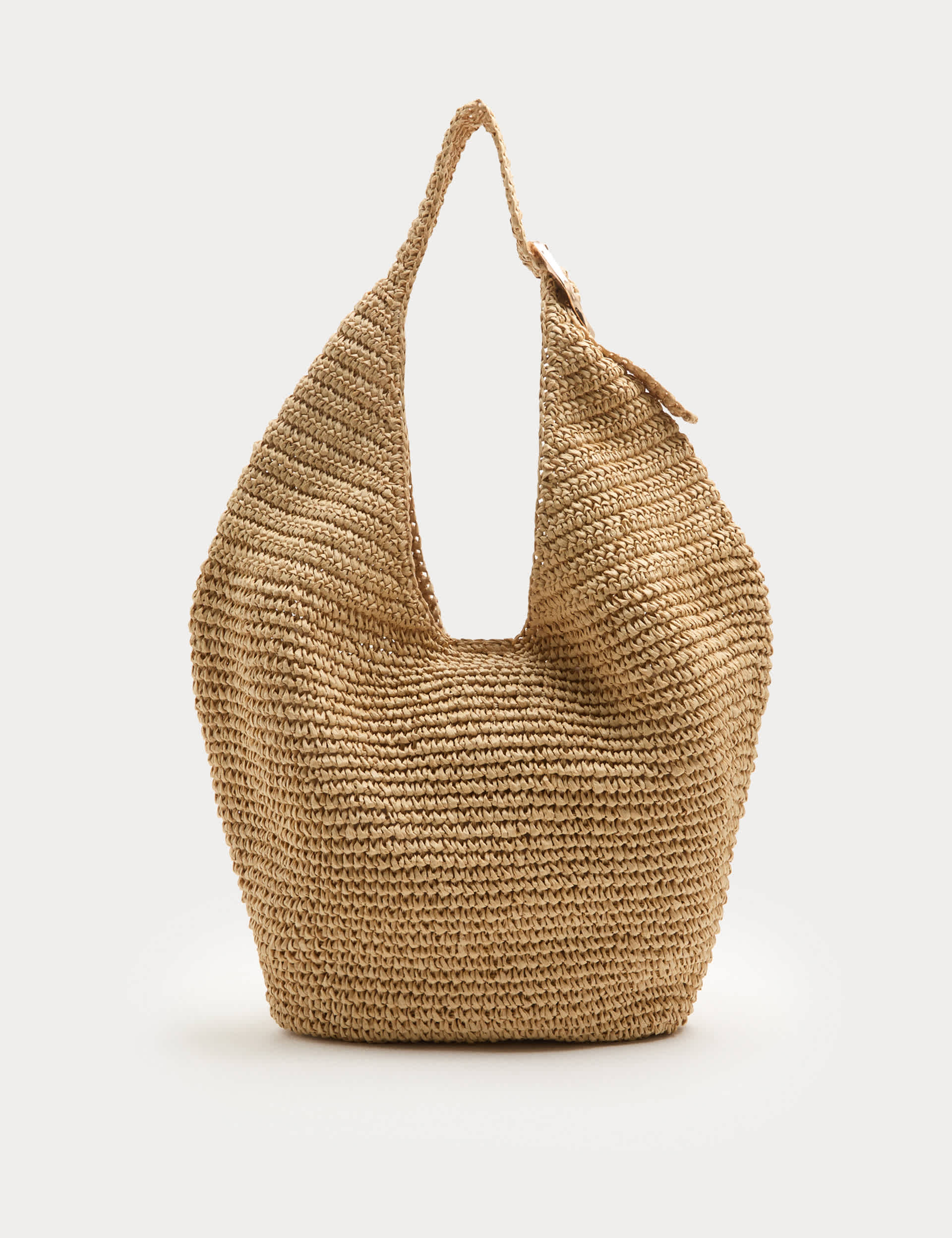 Straw Hardware Detail Shoulder Bag
