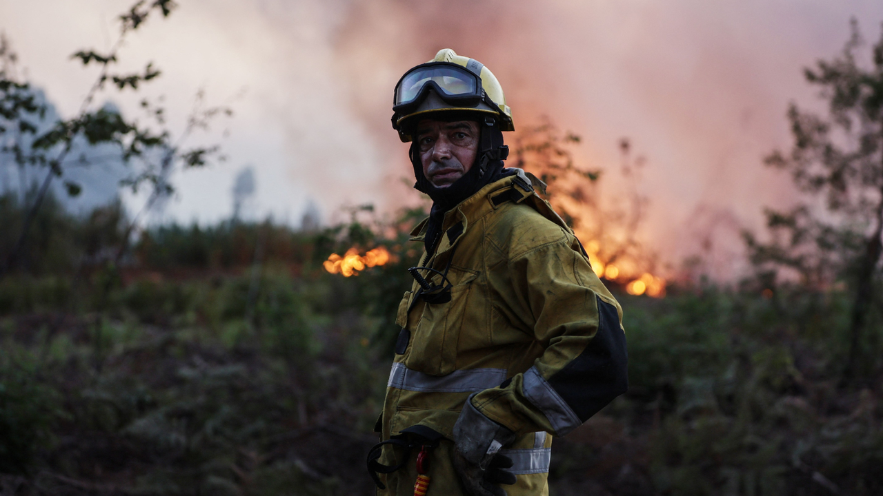 Firefighter in Louchats, south-western France