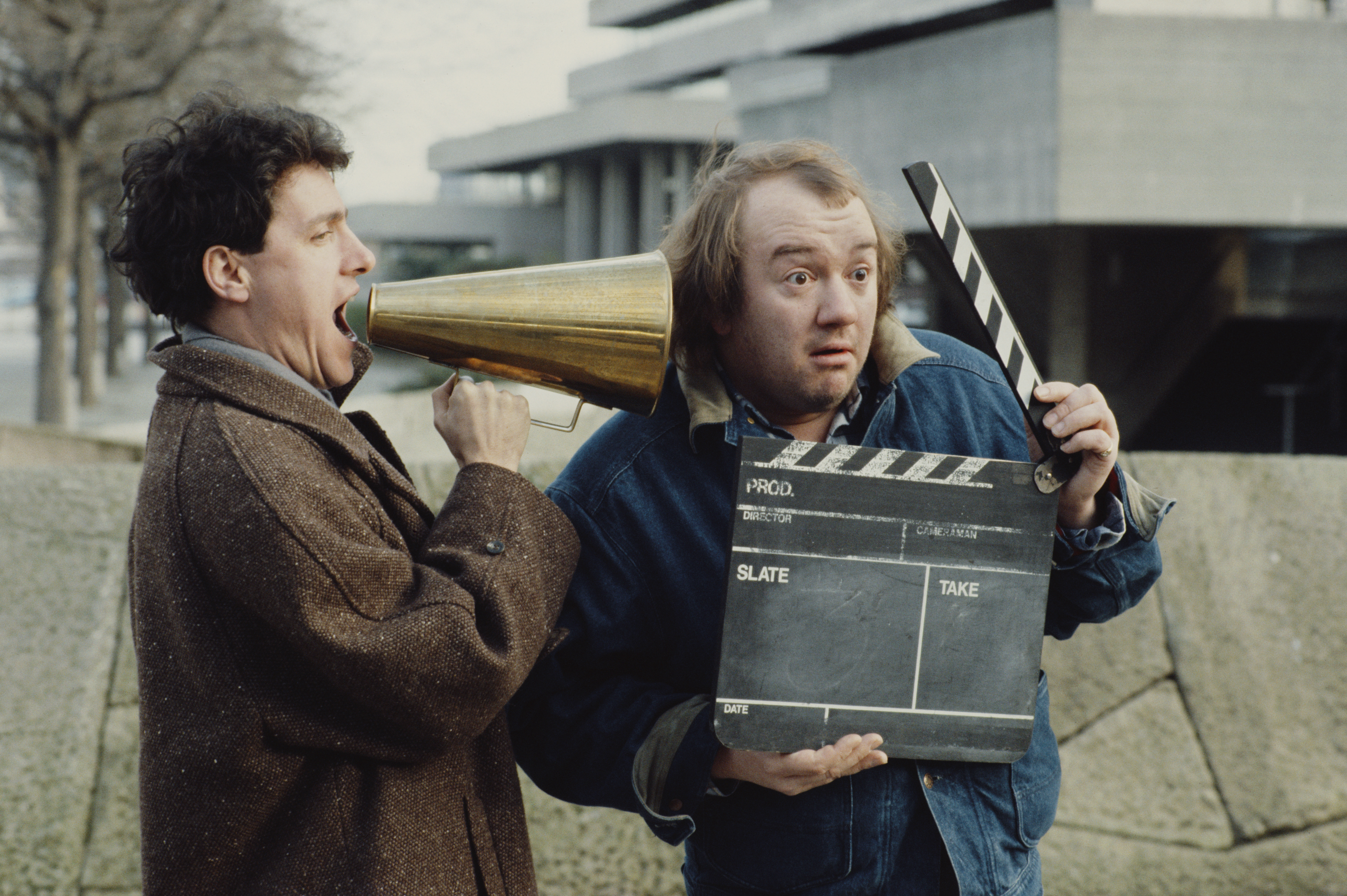 British comedians Mel Smith (right) and Griff Rhys-Jones (left)