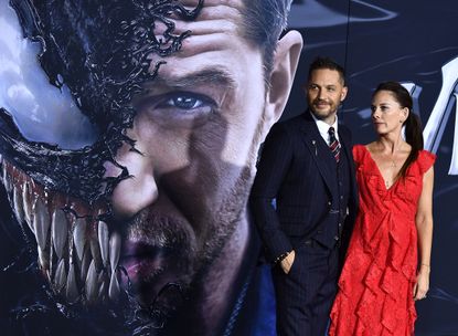 Tom Hardy and Kelly Marcel at the Venom premiere