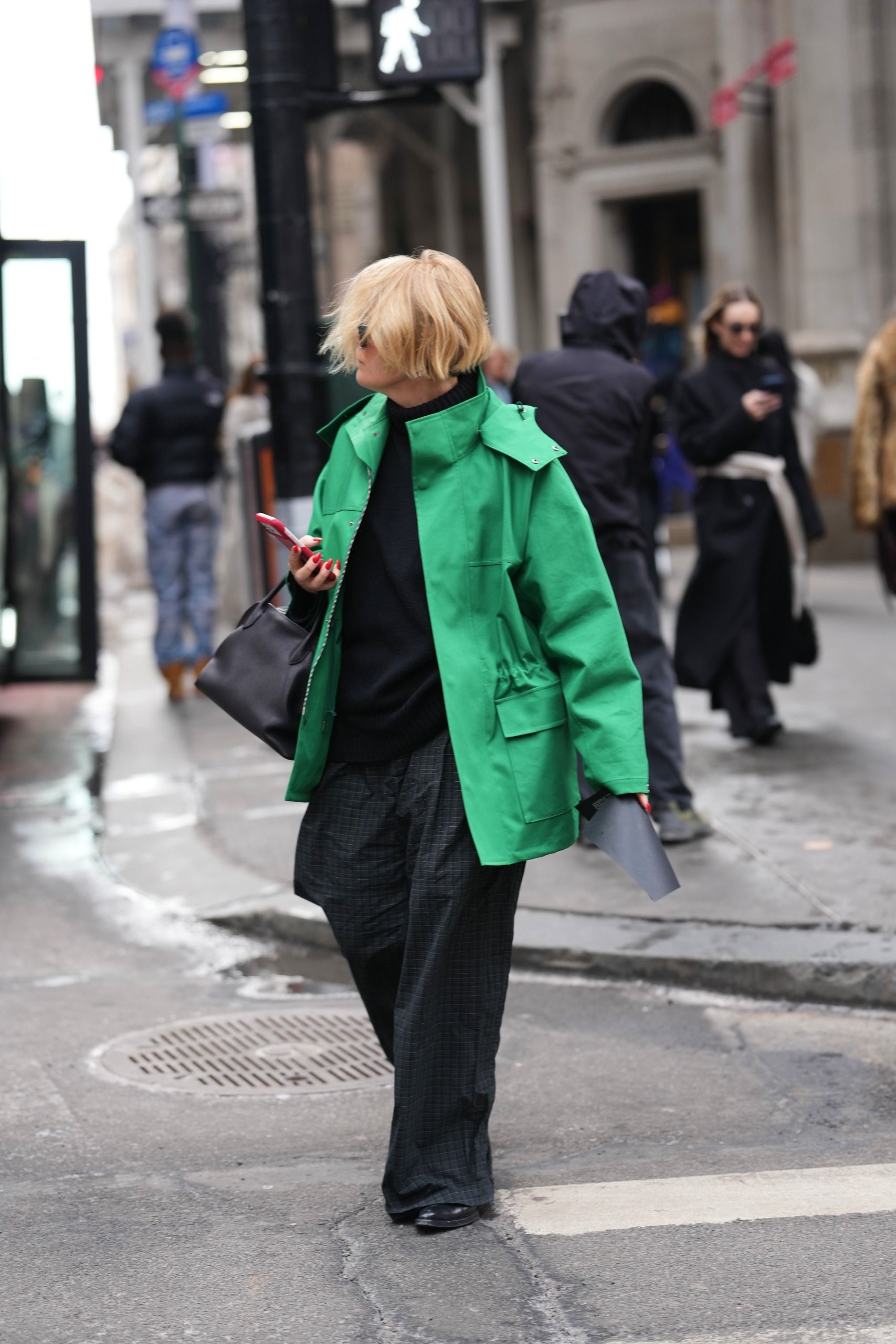 street style green sporty anorak jacket 