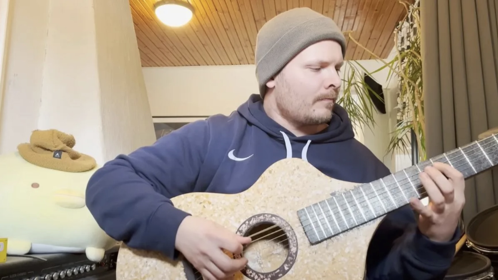 The acoustic guitar made of concrete bringing a new meaning to 'heavy' rock