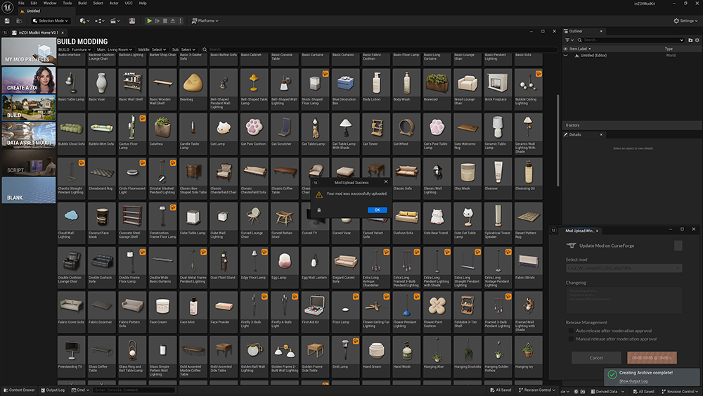 The Inzoi Unity plugin modkit interface, showing the mod project manager plugin that's part of the May update.