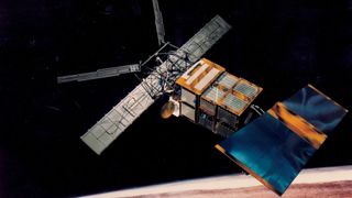 a large H-shaped satellite in orbit