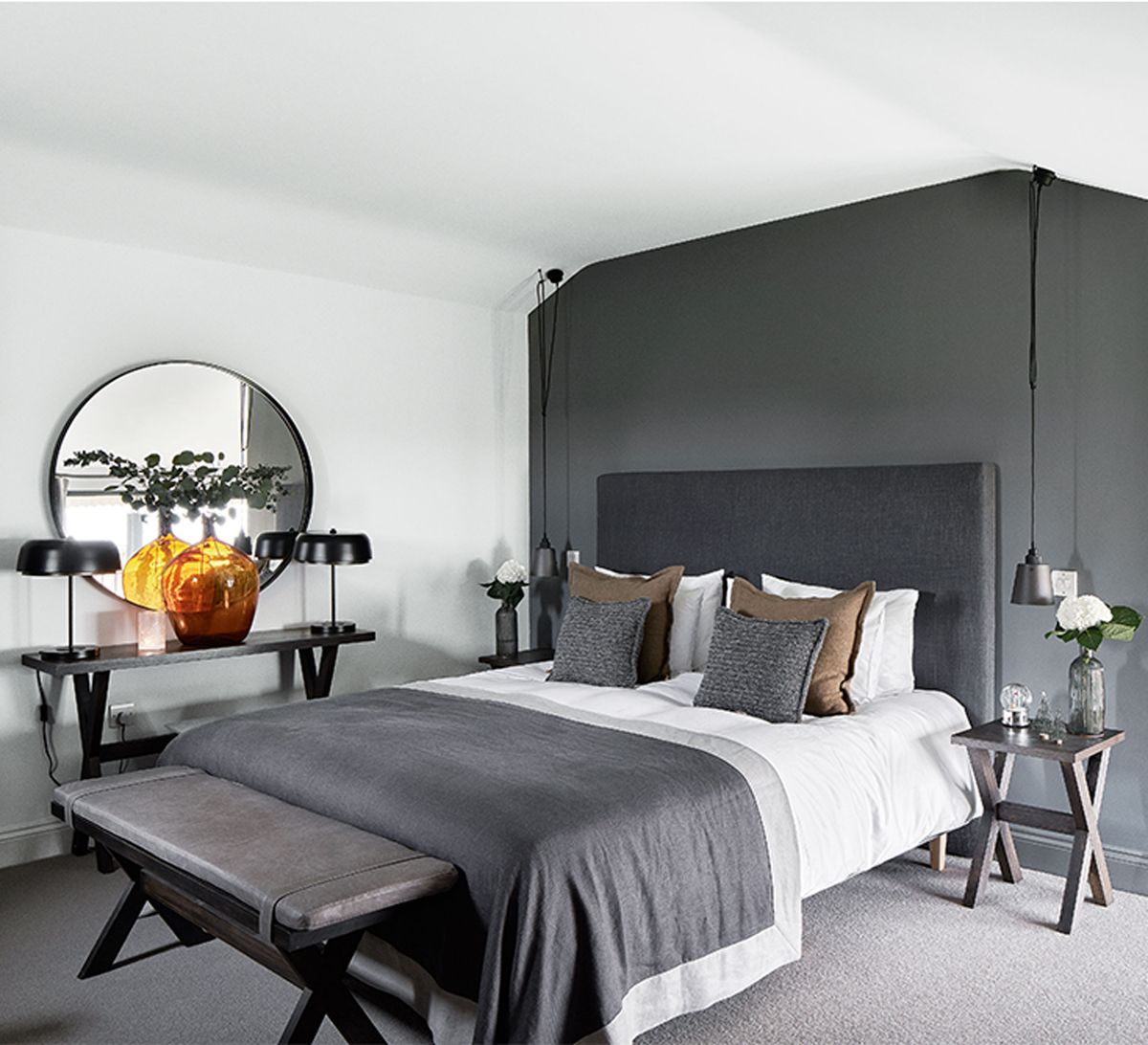 Blue Grey and Charcoal Bedroom Color Scheme