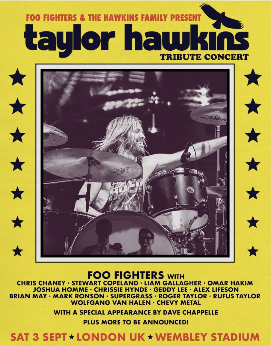 The poster for the Foo Fighters' London tribute concert to Taylor Hawkins