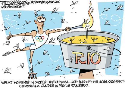 Editorial cartoon U.S Olympic citronella candle
