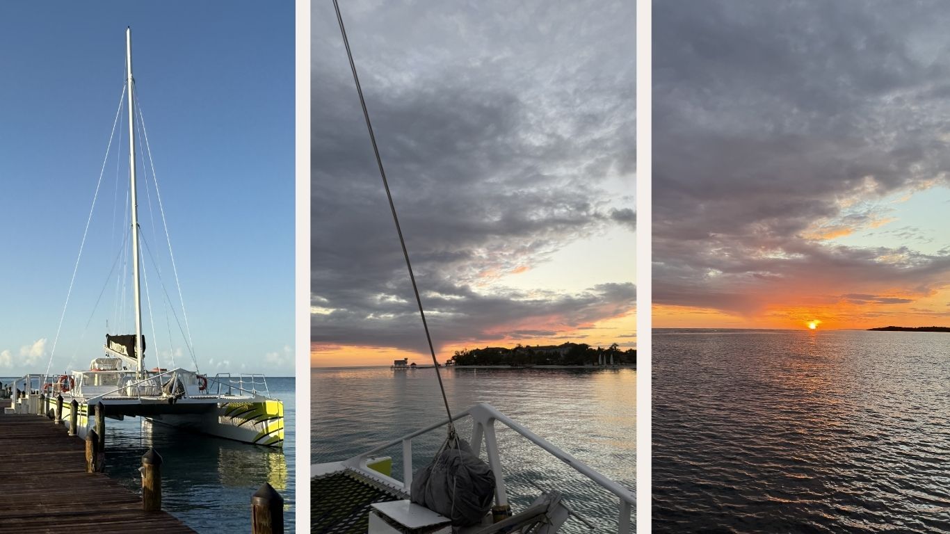 view from catamaran sunset cruise