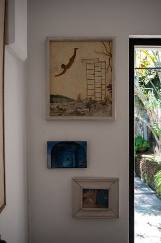 Lunuganga Estate - Geoffrey Bawa Suite - detail of wall with framed artwork