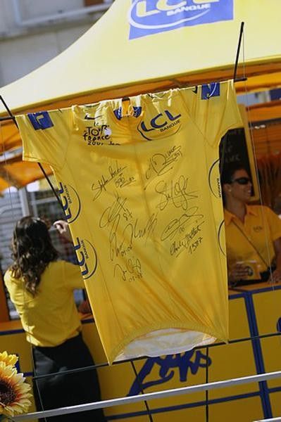 A signed yellow jersey