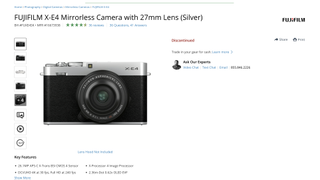 Fujifilm X-E4 discontinued at B&H