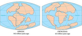 The supercontinent Pangaea began to drift apart during the Jurassic Period.